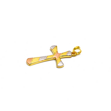 Real Gold Three-Tone Textured and Plain Cross Pendant 1926/12 P 1924