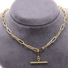 Real Gold Paper Clip With Rod Bar Necklace 1862 (40 CM) N1443