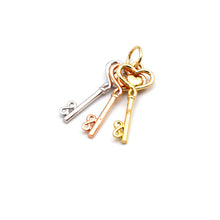 Real Gold 3 Color 3 Heart Key Pendant 0516-TC P 2032