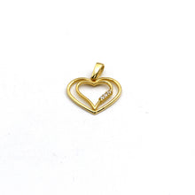 Real Gold 2 Heart with Stone Pendant - Model 0069 P 1975