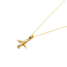 Real Gold Spark Jet Airplane Charm Necklace 0175 CWP 2028