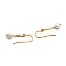 Real Gold Plain Pearl Dangling Clip Earrings Set - Model 2491 E1959