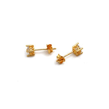 Real Gold Fine Heart Stone Stud Earrings Set - Model 0207 E1966