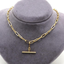 Real Gold Paper Clip With Rod Bar Necklace 1862 (40 CM) N1443