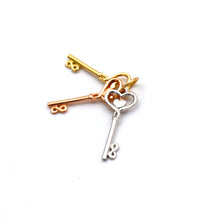 Real Gold 3 Color 3 Heart Key Pendant 0516-TC P 2032