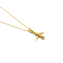 Real Gold Spark Jet Airplane Charm Necklace 0175 CWP 2028