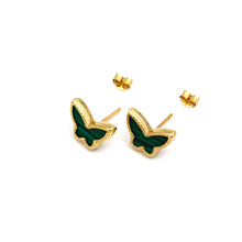Real Gold GZVC Butterfly Green Pearl Earring Set 0285 E1825