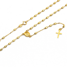 Real Gold 3D Rosary Marry Cross with Solid Round Cubes Balls Adjustable Size Necklace 0051 N1363