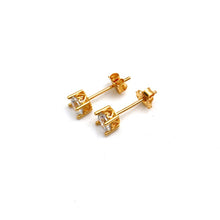 Real Gold Fine Heart Stone Stud Earrings Set - Model 0207 E1966