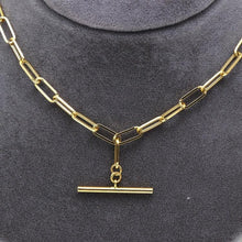 Real Gold Paper Clip With Rod Bar Necklace 1862 (40 CM) N1443