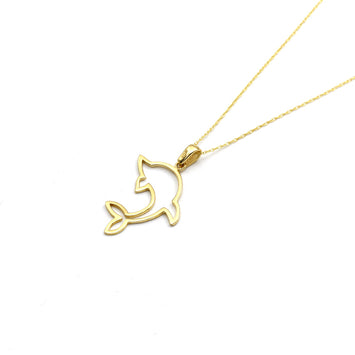 Real Gold Plain Dolphin Necklace - Model 0129 CWP 1965