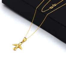 Real Gold Spark Jet Airplane Charm Necklace 0175 CWP 2028