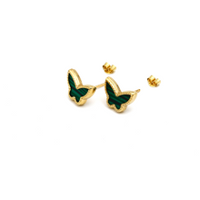 مجموعة أقراط من الذهب الحقيقي واللؤلؤ الأخضر على شكل فراشة GZVC 0285 E1825
