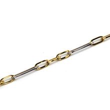Real Gold 2 Color Long Paper Clip Chain Bracelet 2907 BR1602