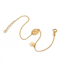 Real Gold Oval Flower with Dangler Flower Bracelet, Adjustable Size - Model 0696 BR16935