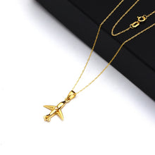 Real Gold Spark Jet Airplane Charm Necklace 0175 CWP 2028