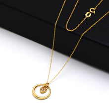 Real Gold 3 Stone Luck Heart in Round Design Necklace 0435 CWP 1937