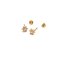 Real Gold Fine Stars Stone Stud Earrings Set - Model 0206 E1967