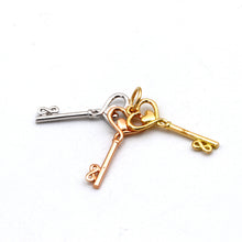 Real Gold 3 Color 3 Heart Key Pendant 0516-TC P 2032