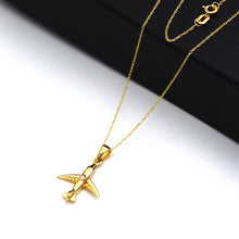 Real Gold Spark Jet Airplane Charm Necklace 0175 CWP 2028