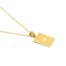 Real Gold Rectangle ACE A Card Plain Necklace 2644 CWP 1908