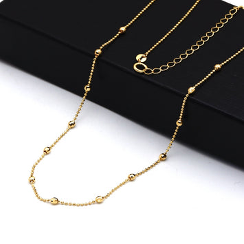 Real Gold 13 Glittering Balls with beads chain Adjustable Size Necklace (40+5 = 45 C.M) 3221 N1545