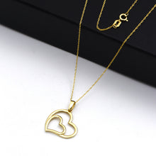 Real Gold 2 Inside Heart Necklace - Model 0304 CWP 1974