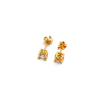 Real Gold Fine Heart Stone Stud Earrings Set - Model 0207 E1966