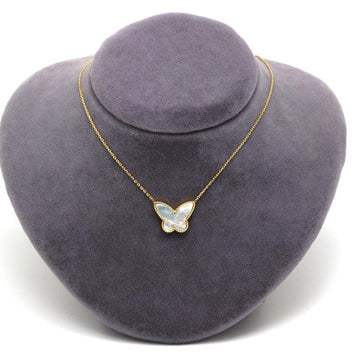 Real Gold Pearl Butterfly Adjustable Size Necklace - Model 0123 N1432