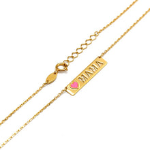 Real Gold Pink Heart MAMA Adjustable Size Necklace 7957 N1407