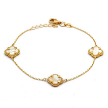 Real Gold 3 Clover Pearl White Bracelet (19 C.M) - Model GZJVN1792 BR1757