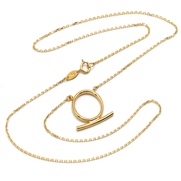 Real Gold Round Circle Bar Necklace 7260 N1411