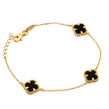 Real Gold 3 Clover Black Luxury Bracelet (19 C.M) - Model GZJVN1874 BR1753