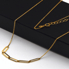 Real Gold 5 Paper Clip Adjustable Size Necklace 7793 N1399