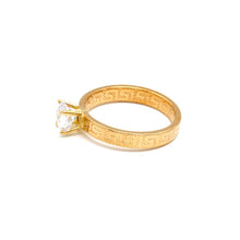 Real Gold Maze Hoop Solitaire Ring 0665 (SIZE 6.5) R2411