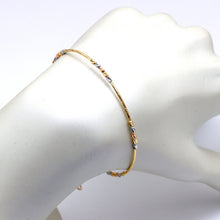 Real Gold 3-Color Beads Sleek Minimalist Elegant Design Bangle Bracelet - Adjustable Size (17 to 25) Model 4352 BR1691