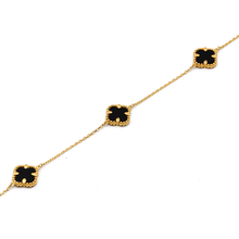 Real Gold 3 Clover Black Luxury Bracelet (19 C.M) - Model GZJVN1874 BR1753