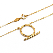 Real Gold Round Circle Bar Necklace 7260 N1411