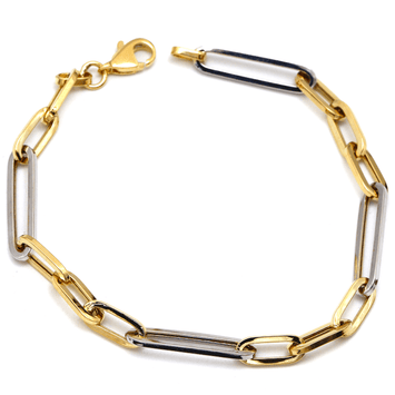 Real Gold 2 Color Long Paper Clip Chain Bracelet (18.5 C.M) 2907 BR1602