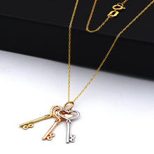 Real Gold 3 Color 3 Heart Key Necklace 0516-TC CWP 2032