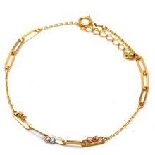 Real Gold 3 Color Paper Clip Beads Ball Adjustable Size Bracelet 8209 BR1645