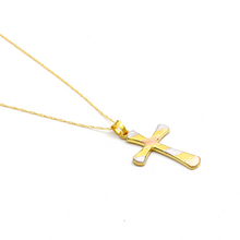 Real Gold Three-Tone Textured and Plain Cross Necklace 1926/12 CWP 1924