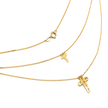 Real Gold Dual Layer Two Cross Necklace 2636 N1400