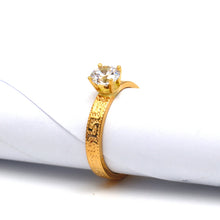 Real Gold Maze Hoop Solitaire Ring 0665 (SIZE 5.5) R2409