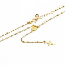 Real Gold 3D Rosary Marry Cross with Beads Balls Adjustable Size Necklace 0489 N1364