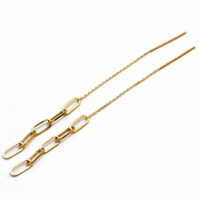 Real Gold Paper Clip Hanging Earring Link Thickness 4 MM 2696 E1826