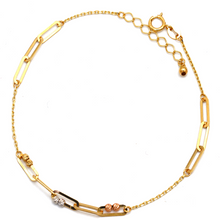 Real Gold 3 Color Paper Clip Beads Ball Adjustable Size Bracelet 8209 BR1645