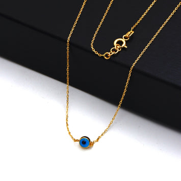 Real Gold Classic Evil Eye Chain Necklace (40 cm) 0635 N1518