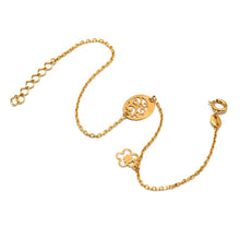 Real Gold Oval Flower with Dangler Flower Bracelet, Adjustable Size - Model 0696 BR16935