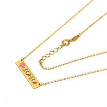 Real Gold Pink Heart MAMA Adjustable Size Necklace 7957 N1407